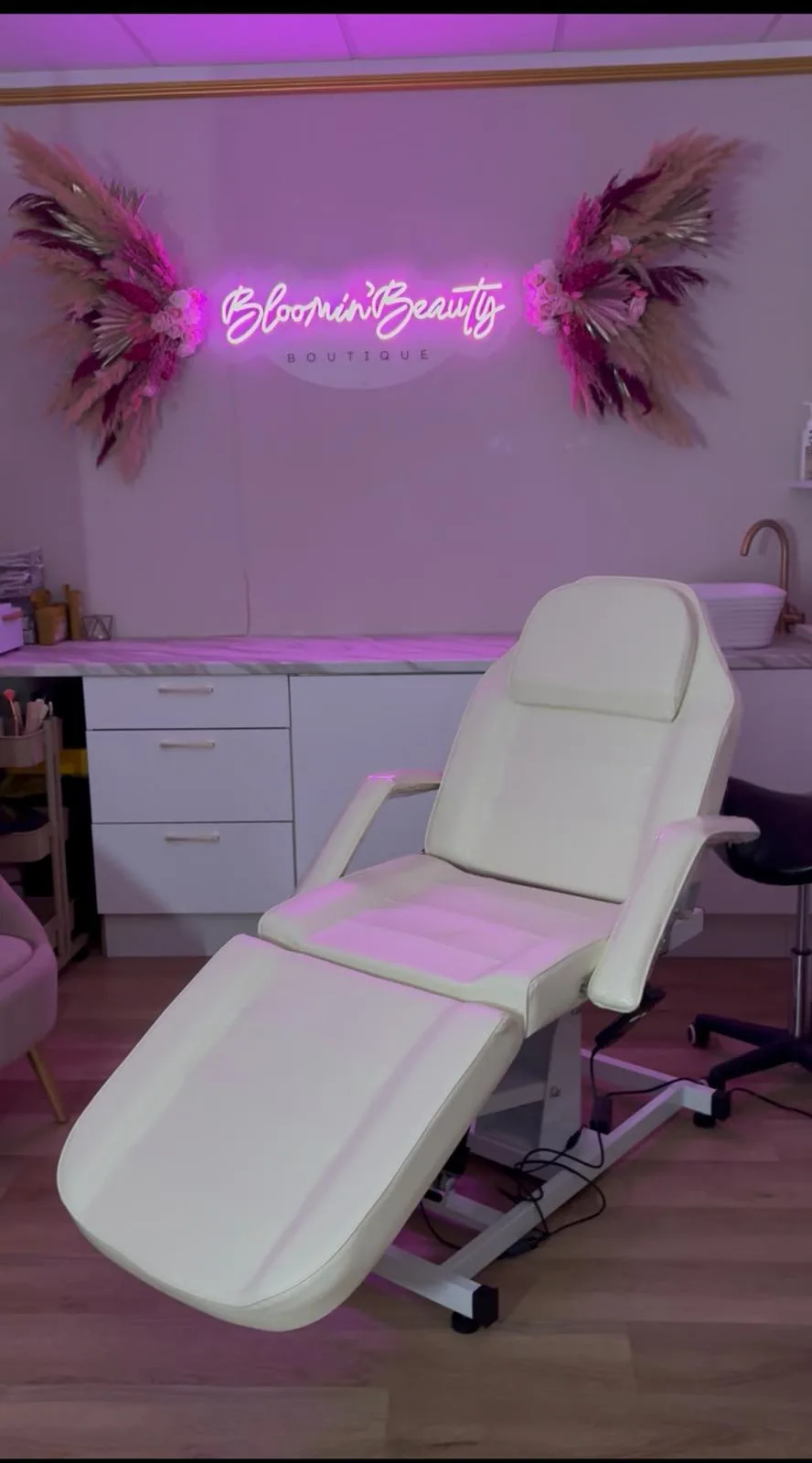 Inside the Bloomin' Beauty Boutique treatment room